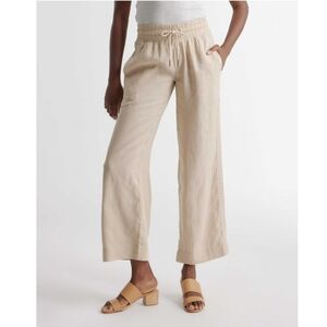 Quince Linen Wide Leg Pants Drawstring Ivory Size M